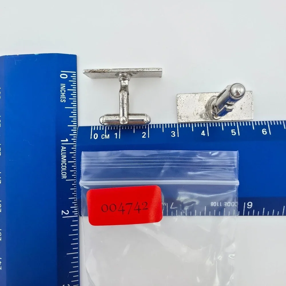 Vtg ANSON 925 Sterling Silver Cufflinks Mid Century Ridges Smooth Polish Patina